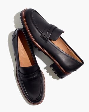 Madewell Corinne Lugsole Loafers Black Leather Womens Size 8